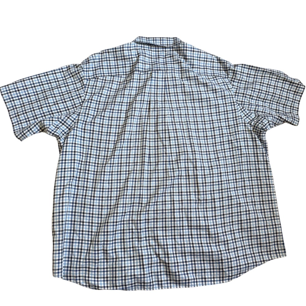 Duluth Trading Co Mens 3XL Blue Plaid Short Sleeve Button Down Cotton Shirt - Picture 3 of 7